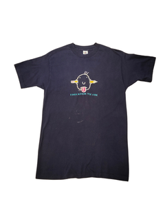 90s Education victim embroidery navy tee