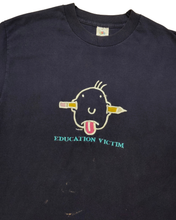 Load image into Gallery viewer, 90s Education victim embroidery navy tee
