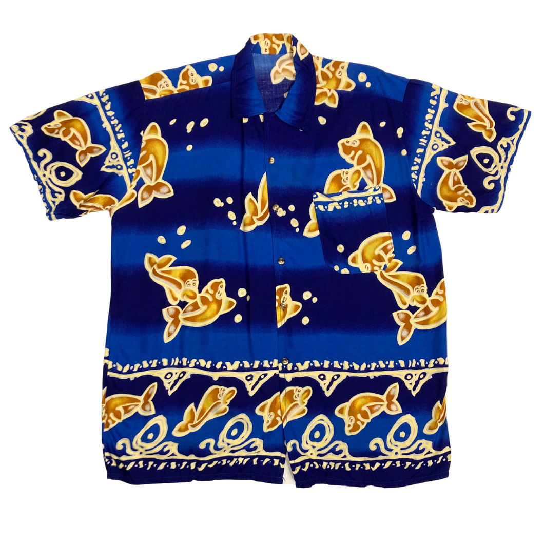 dolphine navy tone hawaiian shirt