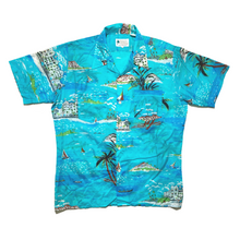 Load image into Gallery viewer, Ocean blue double pocket hawaiian shirt⁠
