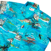 Load image into Gallery viewer, Ocean blue double pocket hawaiian shirt⁠
